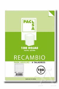PAGSA RECAMBIO 4X4 A4 100H 100GR C/MARGEN 4 TALADROS 