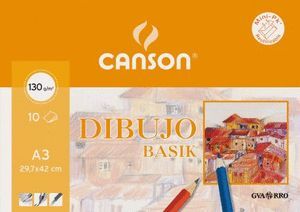 CANSON SOBRE LAMINAS DIBUJO A3 10HOJAS 130GR CANSON GVARRO SIN MARGEN