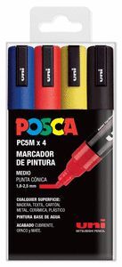 POSCA PC5M/4C ESTUCHE BASICO MARCADOR DE PINTURA MEDIO PUNTA CONICA 1,8-2,5MM 