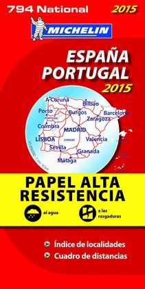 015 N794 ESPAÑA PORTUGAL MAPA. PAPEL ALTA RESISTENCIA