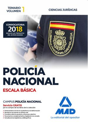 018 T1 POLICÍA NACIONAL ESCALA BÁSICA. CIENCIAS JURÍDICAS