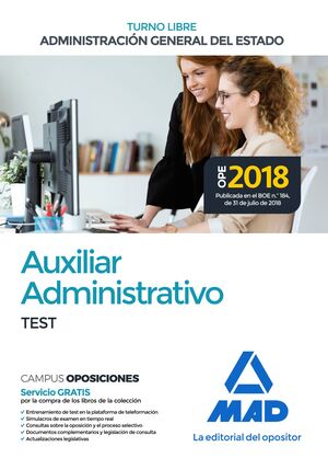 018 TEST AUXILIAR ADMINISTRATIVO ADMINISTRACIÓN GENERAL DEL ESTADO