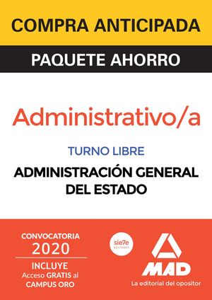 020 8VOLS (LIBRE) PAQUETE AHORRO ADMINISTRATIVO DE LA ADMINISTRACIÓN GENERAL DEL ESTADO